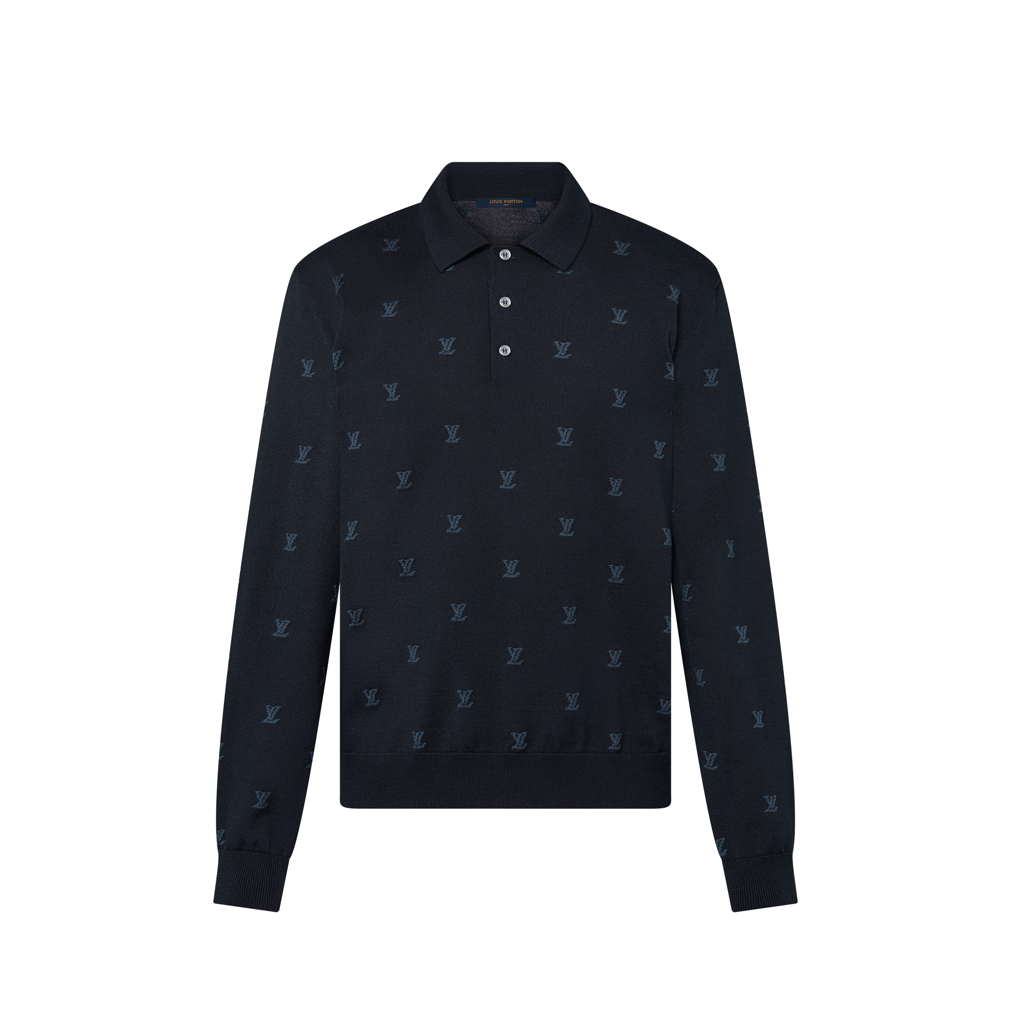 Wool, Silk And Cashmere-Blend Long Sleeve LV Blason Polo - Men